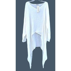 NWT Transparente Womens White Linen Lagenlook  Onesize blouse  OS Oversized
